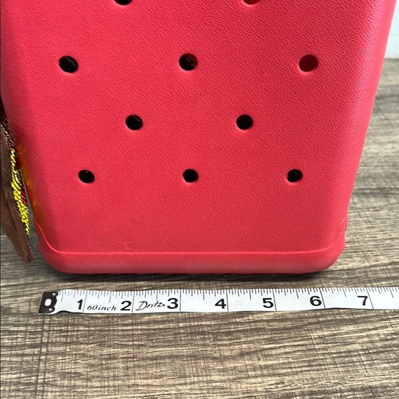 Red Mini Charm Tote with Checkered Crossbody Strap - Picture 12 of 14